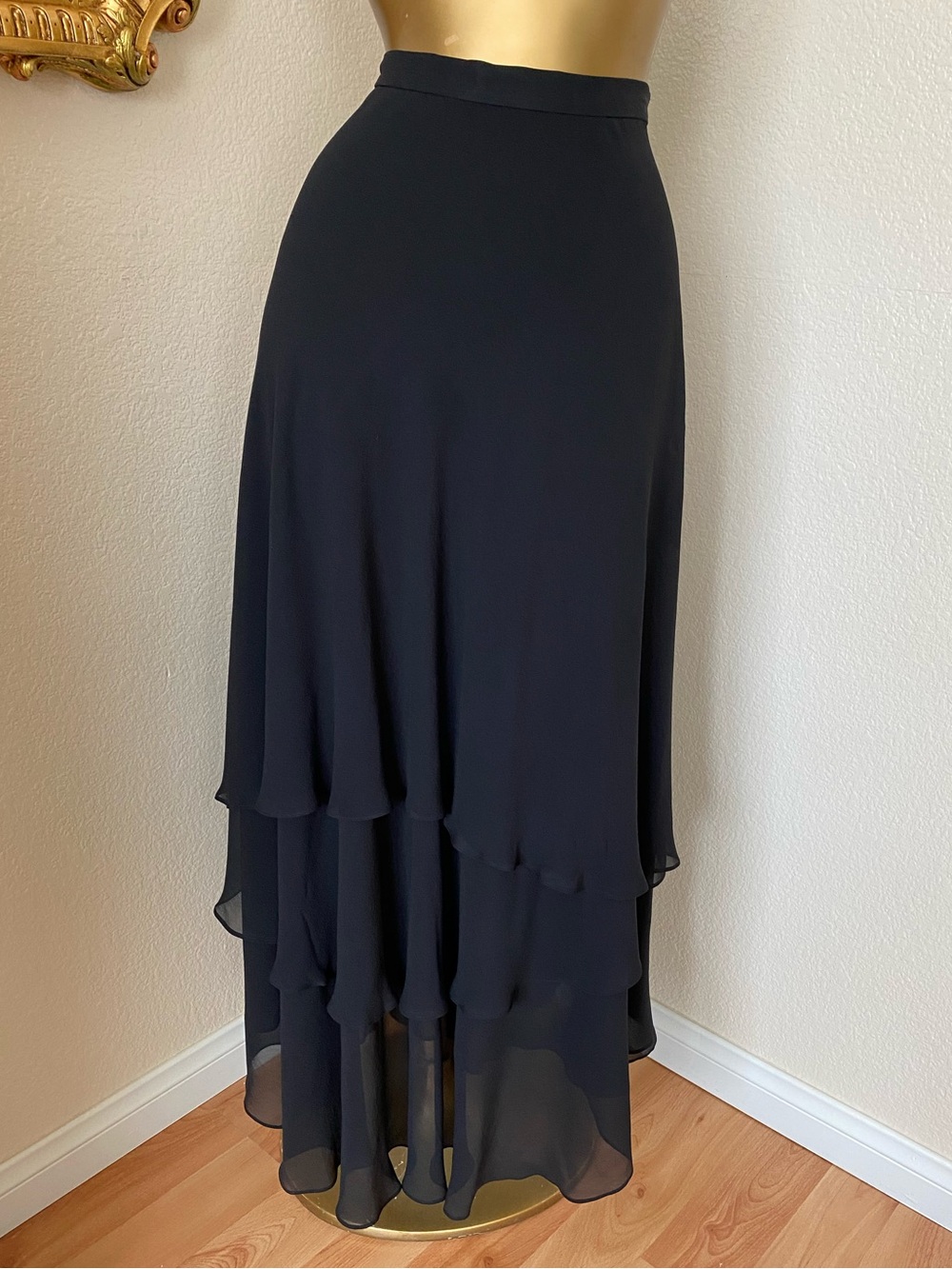 St John Evening By Marie Gray Silk Layered Maxi Skirt